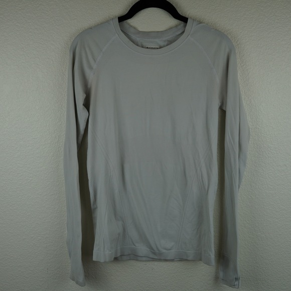 Athleta Momentum Seamless White Long Sleeve Top Activewear Shirt Size S - Picture 1 of 6